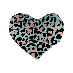 Blue And Pink Jaguar Dots Leopard Standard 16  Premium Flano Heart Shape Cushion  by ConteMonfreyShop