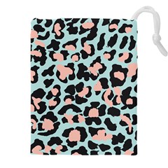 Blue And Pink Jaguar Dots Leopard Drawstring Pouch (4xl) by ConteMonfreyShop