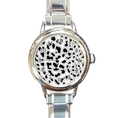 Black And White Dots Jaguar Round Italian Charm Watch by ConteMonfreyShop