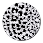 Black And White Dots Jaguar Round Mousepad Front