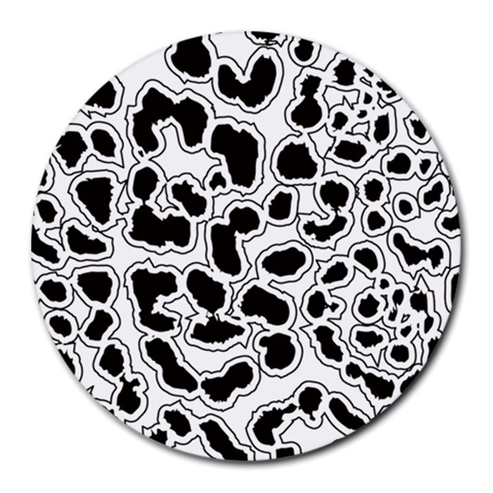 Black And White Dots Jaguar Round Mousepad