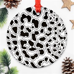 Black And White Dots Jaguar Ornament (round) by ConteMonfreyShop