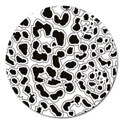 Black And White Dots Jaguar Magnet 5  (round) by ConteMonfreyShop