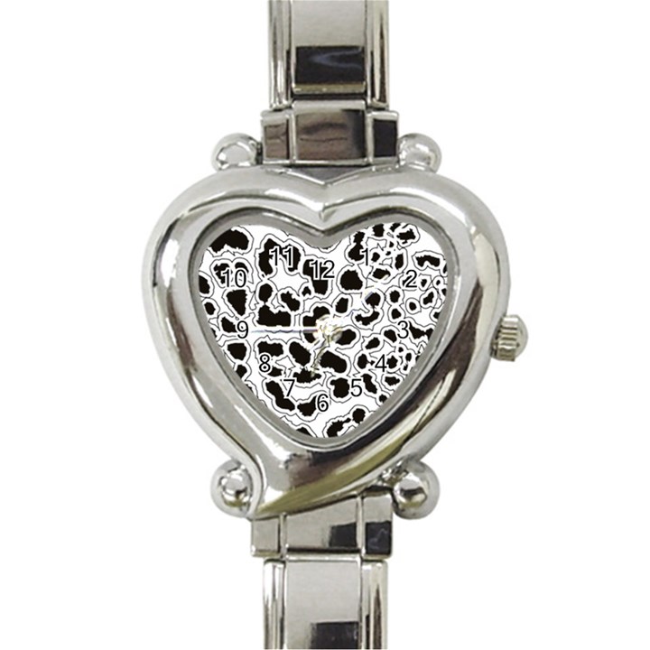 Black And White Dots Jaguar Heart Italian Charm Watch