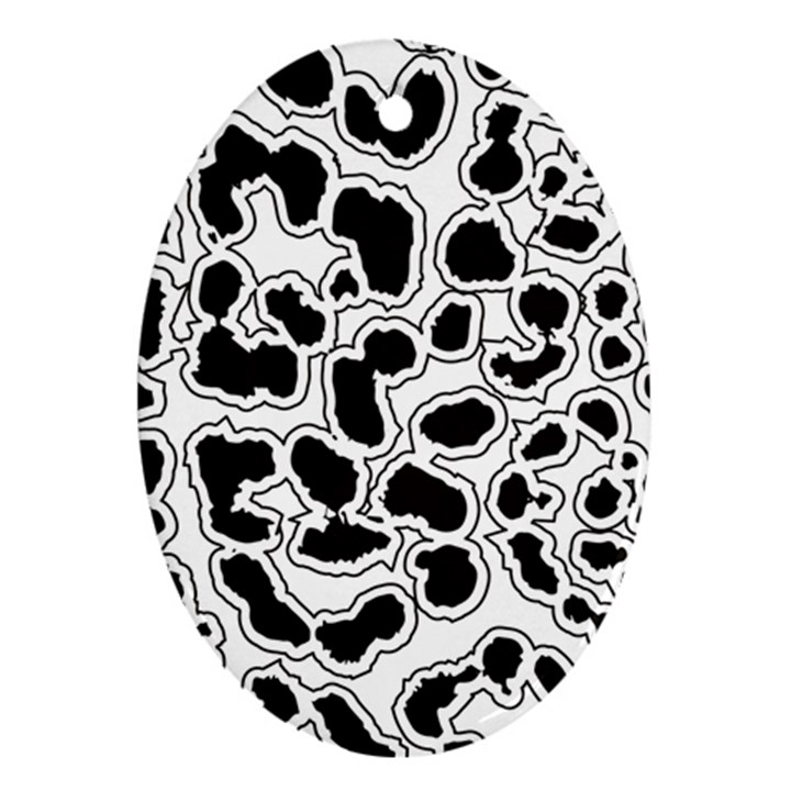 Black And White Dots Jaguar Oval Ornament (Two Sides)