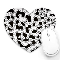 Black And White Dots Jaguar Heart Mousepad by ConteMonfreyShop