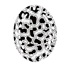 Black And White Dots Jaguar Ornament (oval Filigree) by ConteMonfreyShop