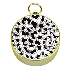 Black And White Dots Jaguar Gold Compass by ConteMonfreyShop