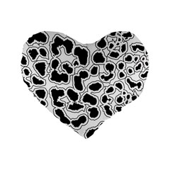 Black And White Dots Jaguar Standard 16  Premium Flano Heart Shape Cushion  by ConteMonfreyShop