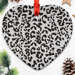 Leopard Print Gray Theme Ornament (heart)