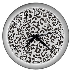 Leopard Print Gray Theme Wall Clock (silver) by ConteMonfreyShop