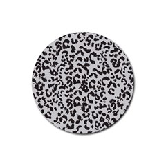 Leopard Print Gray Theme Rubber Round Coaster (4 Pack) by ConteMonfreyShop