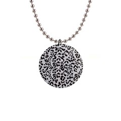 Leopard Print Gray Theme 1  Button Necklace by ConteMonfreyShop