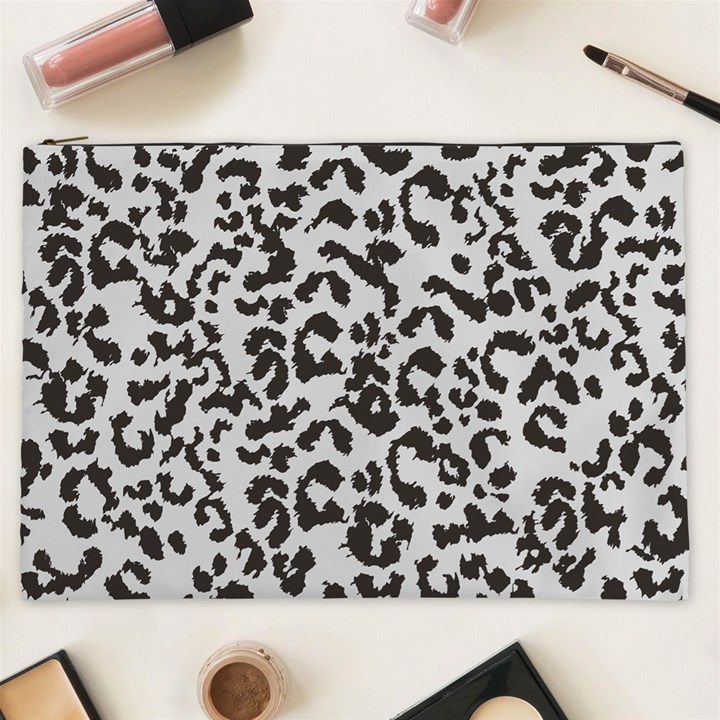 Leopard print gray theme Cosmetic Bag (XXL)