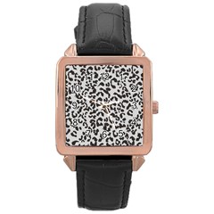 Leopard Print Gray Theme Rose Gold Leather Watch 