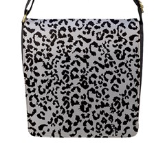 Leopard Print Gray Theme Flap Closure Messenger Bag (l)