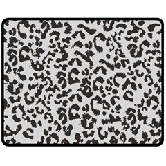 Leopard Print Gray Theme Double Sided Fleece Blanket (medium)