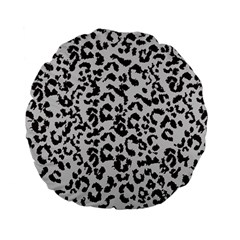 Leopard Print Gray Theme Standard 15  Premium Flano Round Cushion  by ConteMonfreyShop