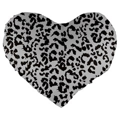 Leopard Print Gray Theme Large 19  Premium Flano Heart Shape Cushion by ConteMonfreyShop