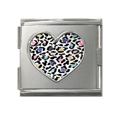 Jaguar Spots Colorful Mega Link Heart Italian Charm (18mm)