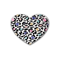 Jaguar Spots Colorful Rubber Coaster (heart) by ConteMonfreyShop