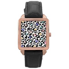 Jaguar Spots Colorful Rose Gold Leather Watch  by ConteMonfreyShop