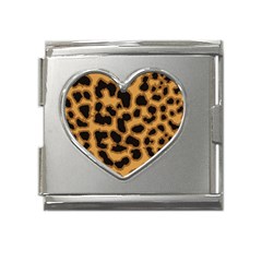 Leopard Print Spots Mega Link Heart Italian Charm (18mm)