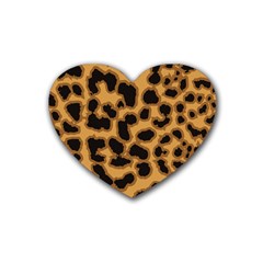 Leopard Print Spots Rubber Coaster (heart) by ConteMonfreyShop