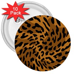 Leopard Print Jaguar Dots Brown 3  Button (10 Pack)