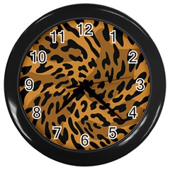 Leopard Print Jaguar Dots Brown Wall Clock (black)