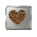 Leopard Print Jaguar Dots Brown Mega Link Heart Italian Charm (18mm) Front