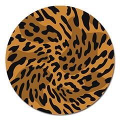 Leopard Print Jaguar Dots Brown Magnet 5  (round) by ConteMonfreyShop