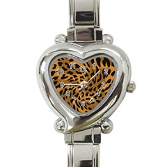 Leopard Print Jaguar Dots Brown Heart Italian Charm Watch by ConteMonfreyShop