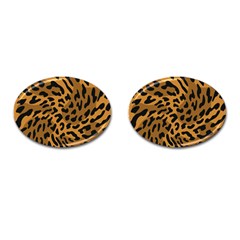 Leopard Print Jaguar Dots Brown Cufflinks (oval) by ConteMonfreyShop