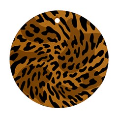 Leopard Print Jaguar Dots Brown Round Ornament (two Sides)