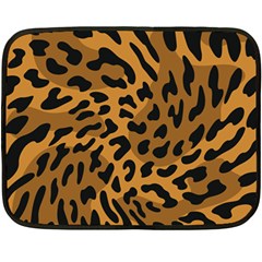 Leopard Print Jaguar Dots Brown Fleece Blanket (mini) by ConteMonfreyShop