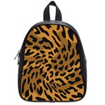 Leopard Print Jaguar Dots Brown School Bag (Small) Front