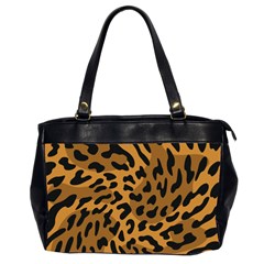 Leopard Print Jaguar Dots Brown Oversize Office Handbag (2 Sides) by ConteMonfreyShop