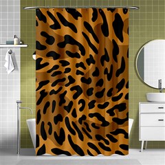 Leopard Print Jaguar Dots Brown Shower Curtain 48  X 72  (small) by ConteMonfreyShop