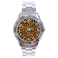 Leopard Print Jaguar Dots Brown Stainless Steel Analogue Watch by ConteMonfreyShop