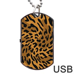 Leopard Print Jaguar Dots Brown Dog Tag Usb Flash (one Side) by ConteMonfreyShop