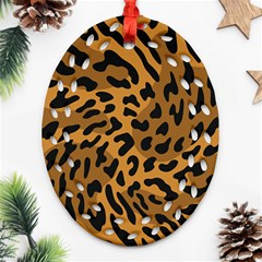 Leopard Print Jaguar Dots Brown Ornament (oval Filigree)