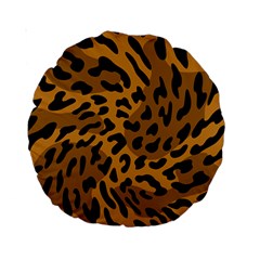 Leopard Print Jaguar Dots Brown Standard 15  Premium Round Cushion  by ConteMonfreyShop