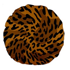 Leopard Print Jaguar Dots Brown Large 18  Premium Round Cushion  by ConteMonfreyShop