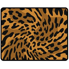 Leopard Print Jaguar Dots Brown Double Sided Fleece Blanket (medium) by ConteMonfreyShop