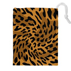 Leopard Print Jaguar Dots Brown Drawstring Pouch (4xl) by ConteMonfreyShop