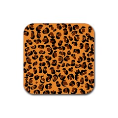 Leopard Print Peach Colors Rubber Coaster (square) by ConteMonfreyShop