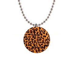 Leopard Print Peach Colors 1  Button Necklace by ConteMonfreyShop