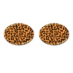 Leopard Print peach colors Cufflinks (Oval) Front(Pair)