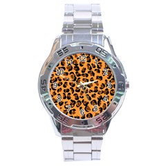 Leopard Print Peach Colors Stainless Steel Analogue Watch by ConteMonfreyShop